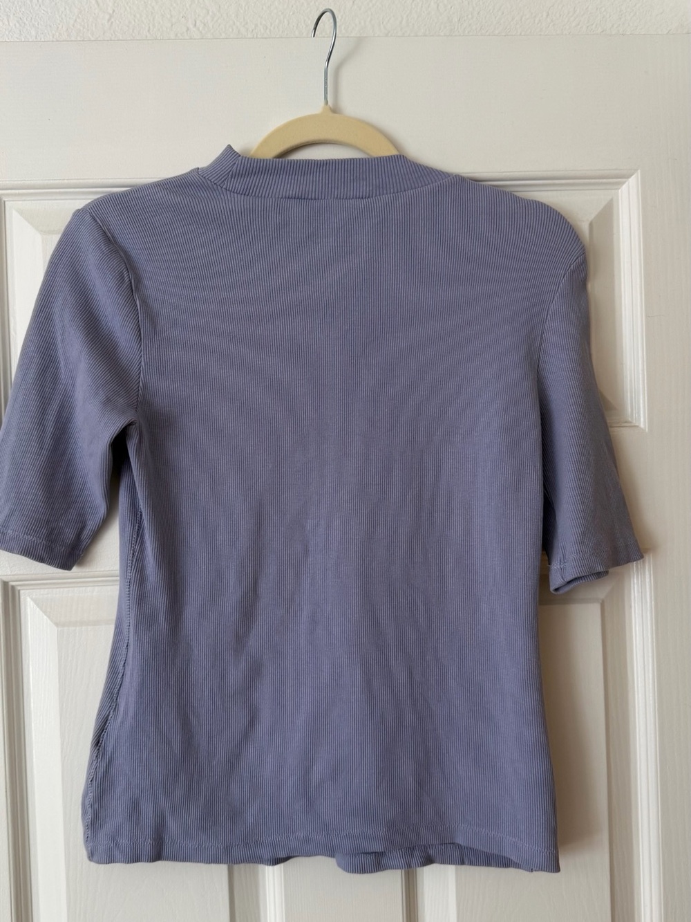 Anthropologie Maeve Ribbed Mock Neck Top XS Lavender Short Sleeve - Picture 4 of 5